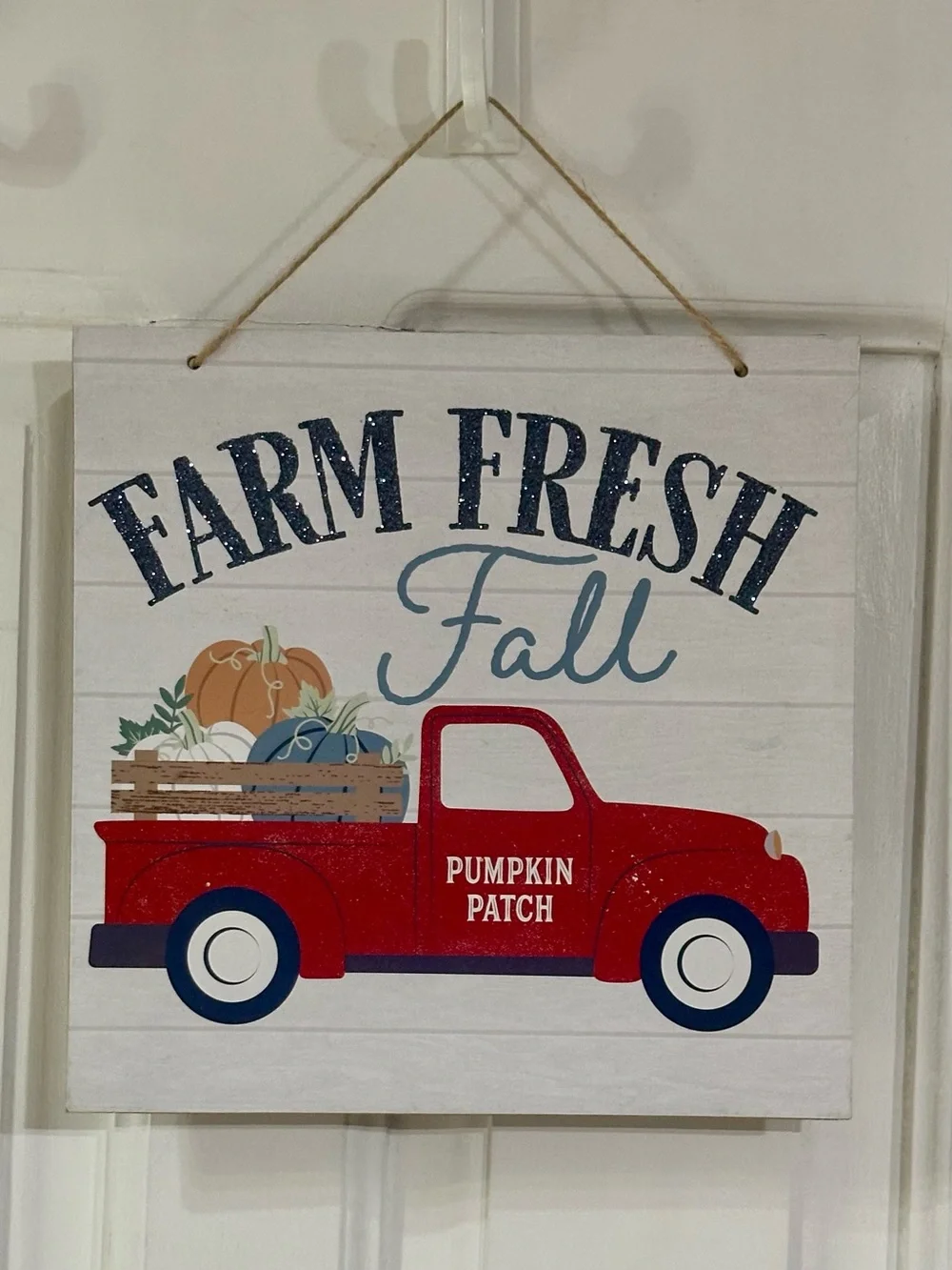 Farm Fresh Fall Red Truck Pumpkin Patch Wall Hanging